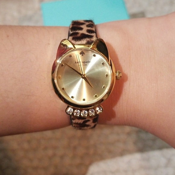 kate spade Accessories - Kate Spade Cat Leopard Gold Crystal Watch